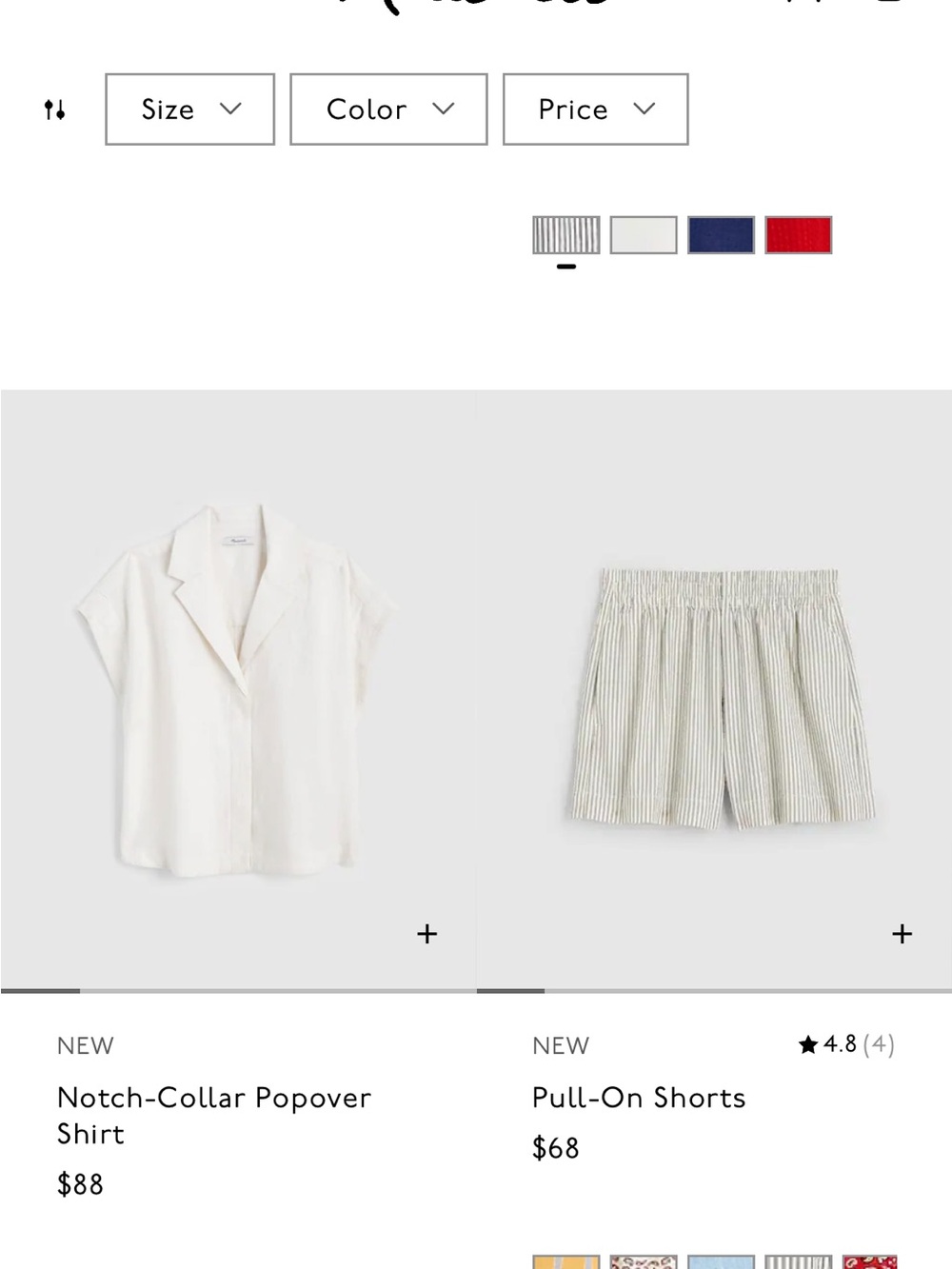 Madewell White Ribbed Button-Front Top and Short Set Size XS